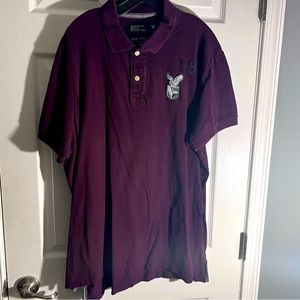 American Eagle graphic letter polo